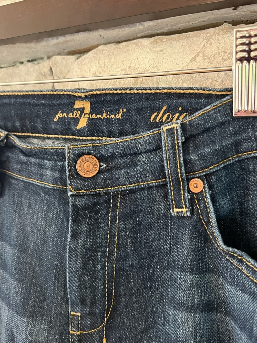 7 For All Mankind Dojo Dark Blue Jeans Size 32 - Picture 3 of 8